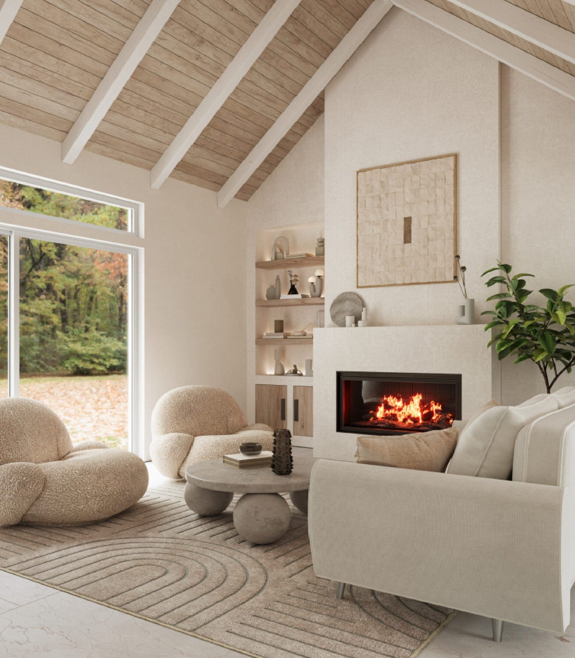 Modern beige living space interior