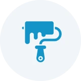 Paint roller icon with blue paint