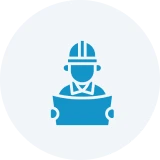 Engineer icon with blue hard hat